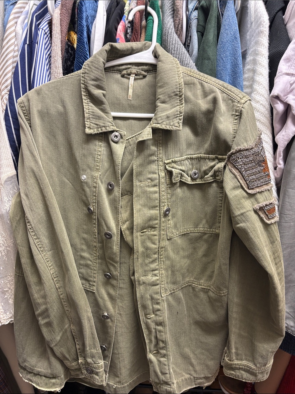 Free People Olive Green Military Field Jacket